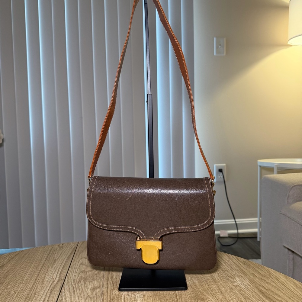 Vintage Brown Leather Gucci Shoulder Bag